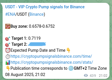 ENA pump verification image from Binance, 09 August 2025, 09:12