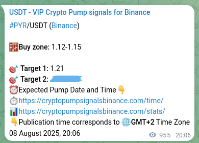 Signal proof for PYR pump on Binance at 09 August 2025, 22:37
