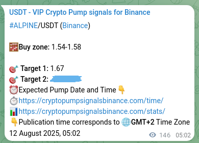 Signal verification: ALPINE pump on Binance at 12 August 2025, 09:06