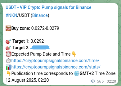 Pump signal proof for NKN on Binance at 12 August 2025, 18:02