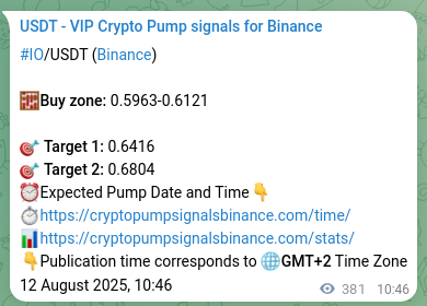 IO pump signal verification from Binance, timestamp: 12 August 2025, 21:20