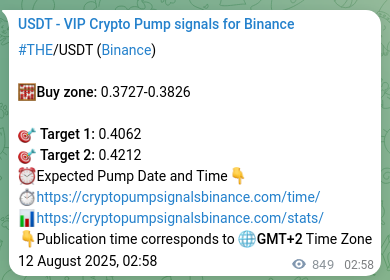 Trading signal proof: THE pump from Binance, 13 August 2025, 02:31 Trading signal proof: THE pump from Binance, 13 August 2025, 02:31