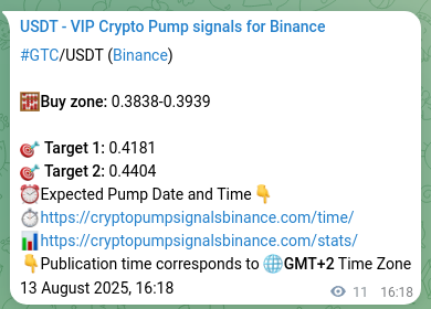 Signal verification: Confirm GTC pump on Binance at 13 August 2025, 16:36 Signal verification: GTC pump on Binance at 13 August 2025, 16:36