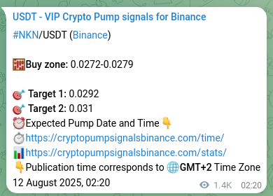 Crypto trading signal proof: NKN pump on Binance, 13 August 2025, 18:23 Crypto trading signal proof: NKN pump on Binance, 13 August 2025, 18:23
