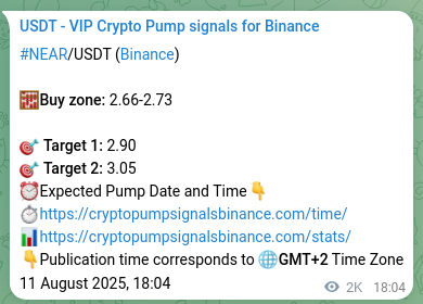 Binance trading signal proof for NEAR pump, 14 August 2025, 00:51