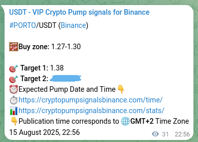 Signal proof for PORTO pump on Binance at 15 August 2025, 23:47