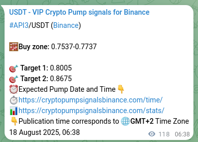 Binance exchange signal proof for API3, 18 August 2025, 09:56