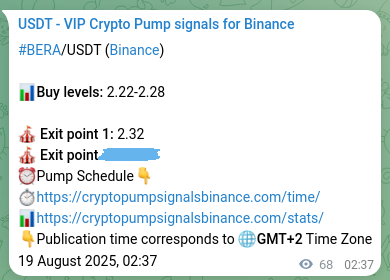 Binance trading signal proof for BERA pump, 19 August 2025, 04:29
