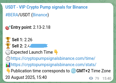 Verification image for BERA pump signal on Binance at 20 August 2025, 17:50