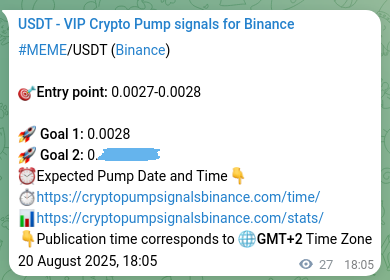 Signal proof for MEME pump on Binance at 20 August 2025, 18:47