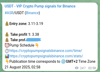 Binance pump signal proof for ASR on 21 August 2025, 09:49