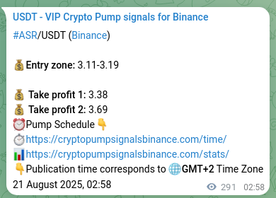 Authenticated proof of ASR's pump signal on Binance at 21 August 2025, 11:02