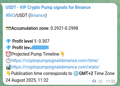 Binance pump signal verification for BIO at 24 August 2025, 12:08