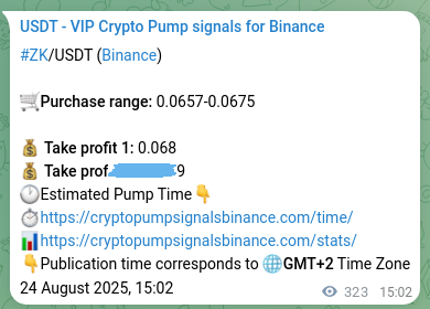 Proof of ZK pump signal on Binance at 25 August 2025, 00:00