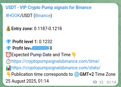 Authenticated proof of HOOK's pump signal on Binance at 25 August 2025, 02:09