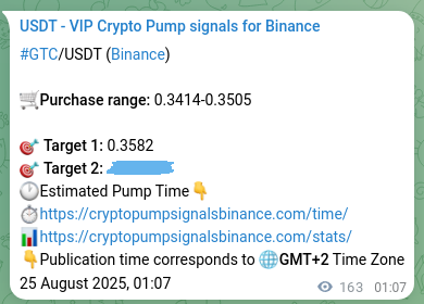 Binance exchange signal proof for GTC, 25 August 2025, 05:39