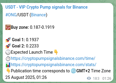 Crypto signal proof: ONG pump on Binance, 25 August 2025, 06:32