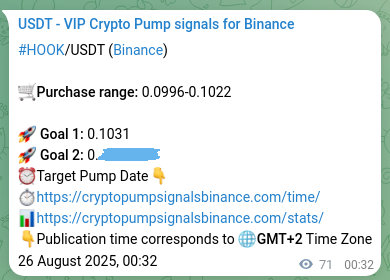 Crypto pump signal proof: Verify HOOK on Binance, 26 August 2025, 02:29 Crypto pump signal proof: HOOK on Binance, 26 August 2025, 02:29