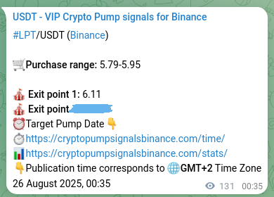 Crypto trading signal proof: LPT pump on Binance, 26 August 2025, 04:12 Crypto trading signal proof: LPT pump on Binance, 26 August 2025, 04:12