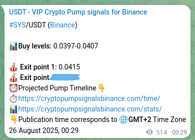 Confirm backtesting results: SYS trading signal history on Binance, 26 August 2025, 14:44 Analytical confirmation: SYS trading signal precision on Binance, 26 August 2025, 14:44