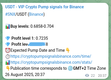 Crypto pump signal proof: Verify SNX on Binance, 26 August 2025, 21:15 Crypto pump signal proof: SNX on Binance, 26 August 2025, 21:15
