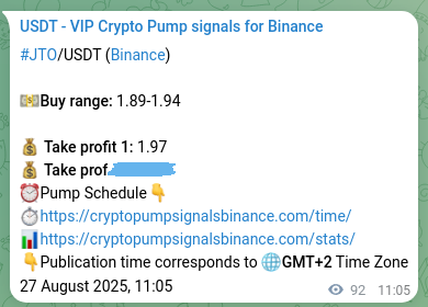 Signal authentication: JTO pump on Binance at 27 August 2025, 13:38