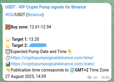 Binance exchange signal confirmation for OG, 27 August 2025, 15:47