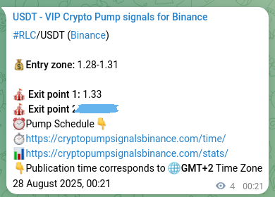 RLC pump signal verification from Binance, timestamp: 28 August 2025, 00:27