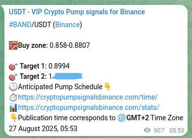 Verification image for BAND pump signal on Binance at 28 August 2025, 07:04