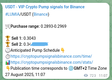 Authenticated LUMIA pump signal on Binance, 28 August 2025, 07:11