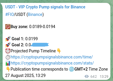 Binance signal verification for FIO pump, 28 August 2025, 07:19