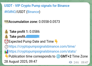 Crypto signal verification: KMNO on Binance, 28 August 2025, 16:36