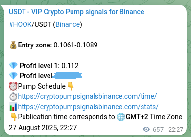 Binance trading signal verification for HOOK, 28 August 2025, 16:39