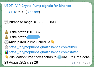 Quantitative verification: PYTH trading signal proof on Binance, 28 August 2025, 22:43
