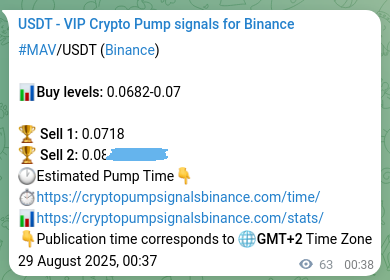 Binance trading signal proof for MAV pump, 29 August 2025, 02:22