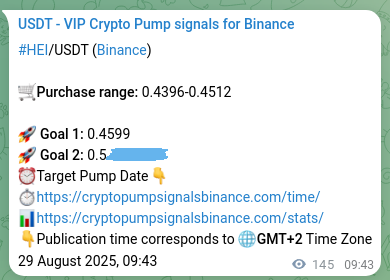 Verification image for HEI pump signal on Binance at 29 August 2025, 13:43