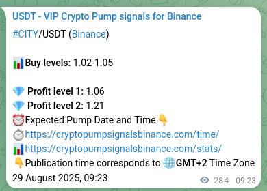 Authenticated CITY pump signal on Binance, 29 August 2025, 17:16