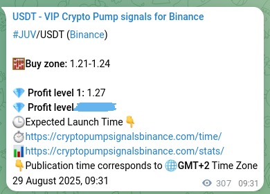 Trading signal confirmation: JUV pump on Binance at 29 August 2025, 18:02