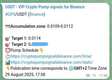 Market signal proof: GPS pump from Binance, 29 August 2025, 18:29