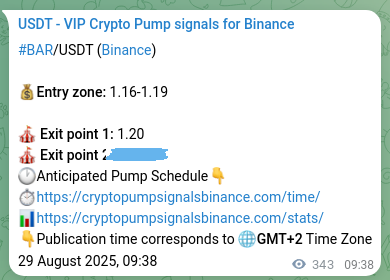 Binance pump signal verification for BAR at 29 August 2025, 19:07