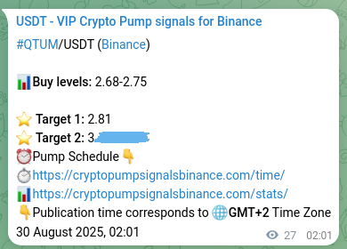 Authenticated proof of QTUM's pump signal on Binance at 30 August 2025, 02:47