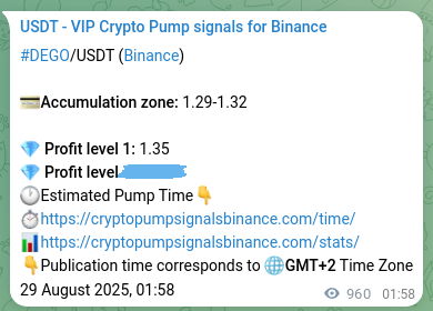 Signal verification: DEGO pump on Binance at 30 August 2025, 04:36