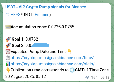 Verification image for CHESS pump signal on Binance at 30 August 2025, 09:46