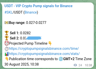 Binance signal verification for SKL pump, 30 August 2025, 11:19