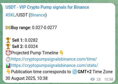 Market signal proof: SKL pump from Binance, 30 August 2025, 11:25