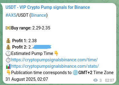 Binance pump signal proof for AXS on 31 August 2025, 02:11