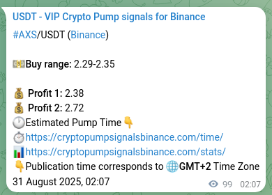 Real-time proof of AXS pump signal on Binance, 31 August 2025, 04:52