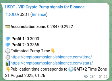 Verification image for DOLO pump signal on Binance at 31 August 2025, 09:14