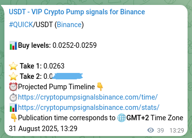 Trading signal confirmation: QUICK pump on Binance at 31 August 2025, 14:33