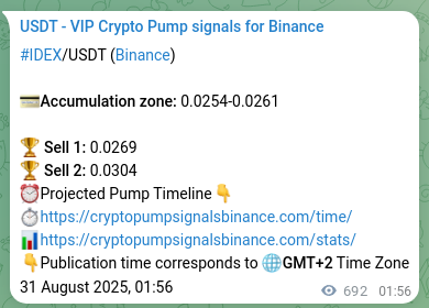 Crypto pump signal confirmation: IDEX on Binance, 31 August 2025, 21:09